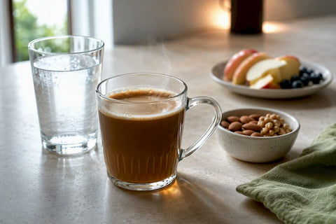 Natural caffeine alternatives arranged for breakfast