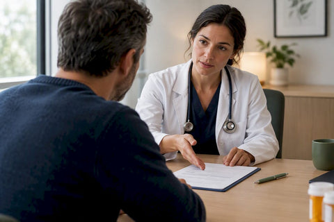 Man discussing ED treatment with clinician