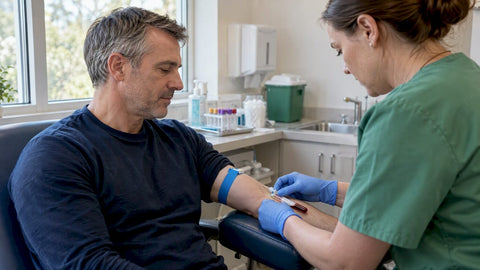 Man having a morning hormone blood test